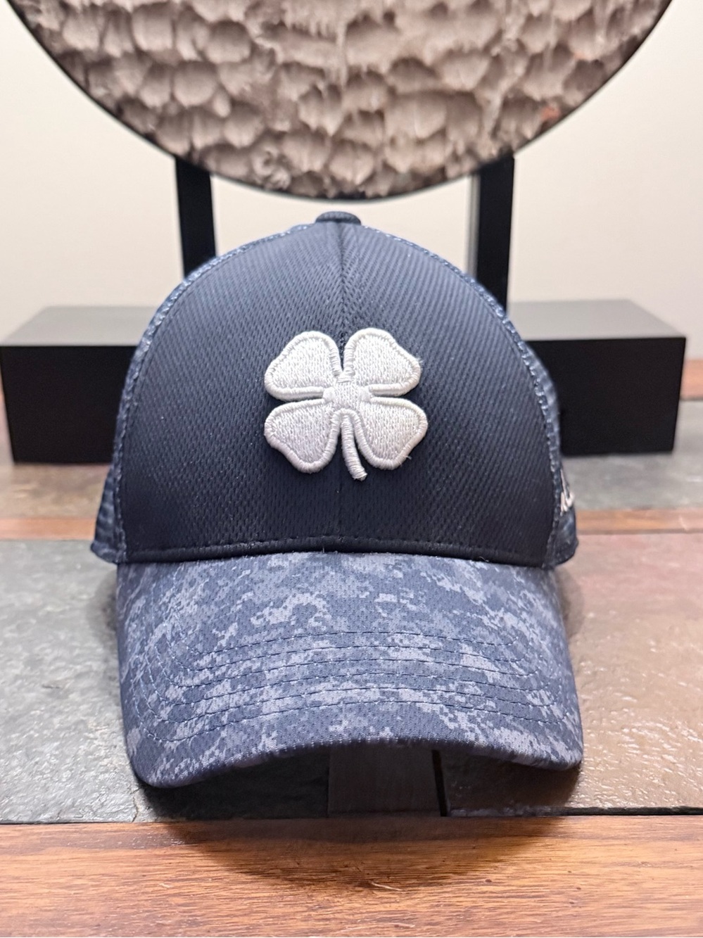 Black Clover Trucker Hat with Silver Clover Patch
